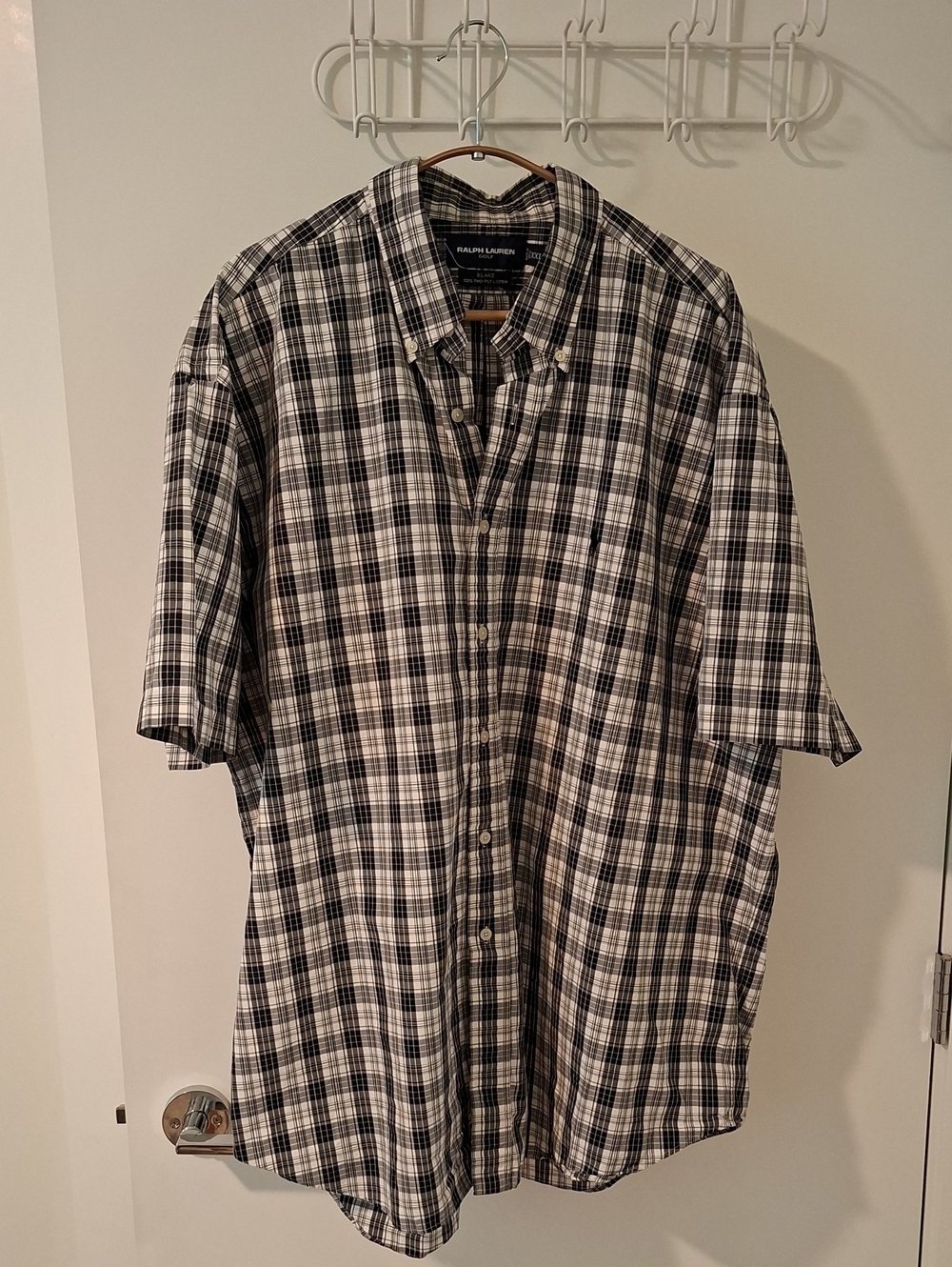 Vintage 90's/00's Ralph Lauren Golf Oversized Black & White Check Shirt (US XXL)